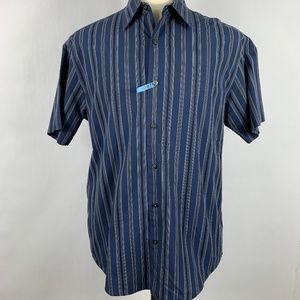 Axist Mens Short Sleeve Striped Button-Front Shirt